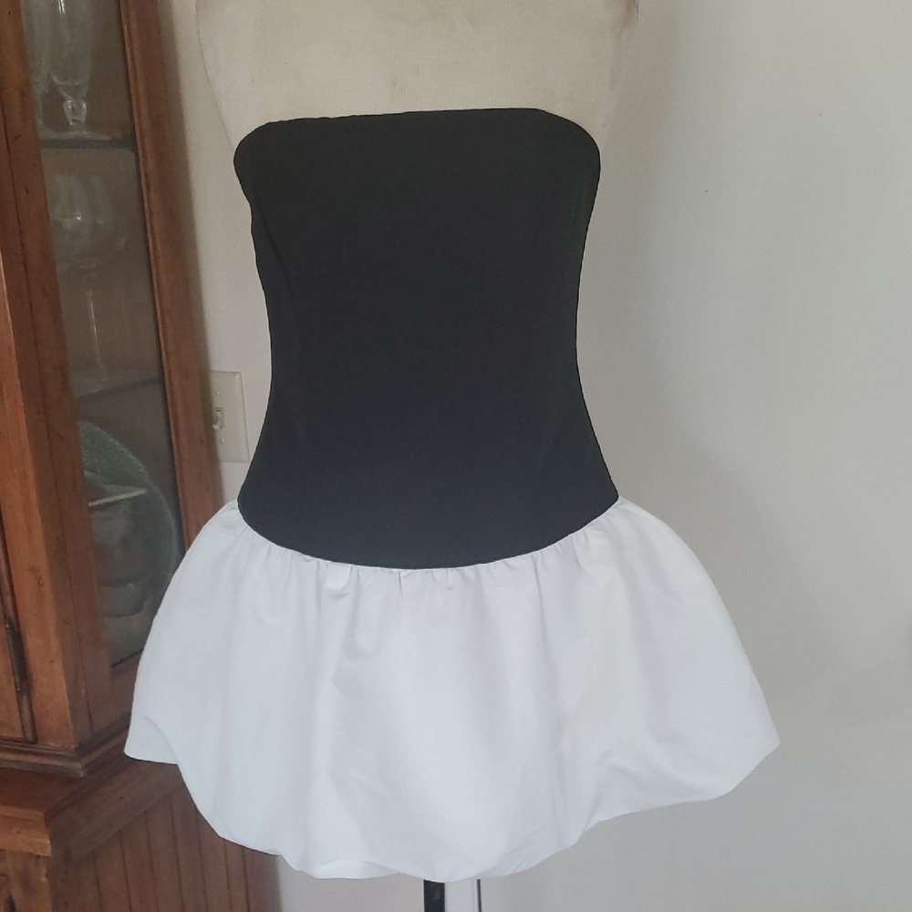 Princess Polly Black and White Strapless Dress